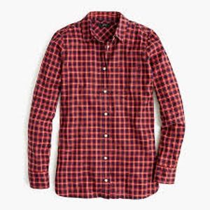 NWOT J. Crew Button Up Classic-Fit Brushed Twill Plaid Flannel Shirt Size 0